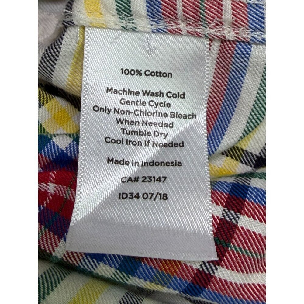 Talbots Party Plaid 100% Cotton Button Front Shirt Size M Multicolor - Picture 7 of 8